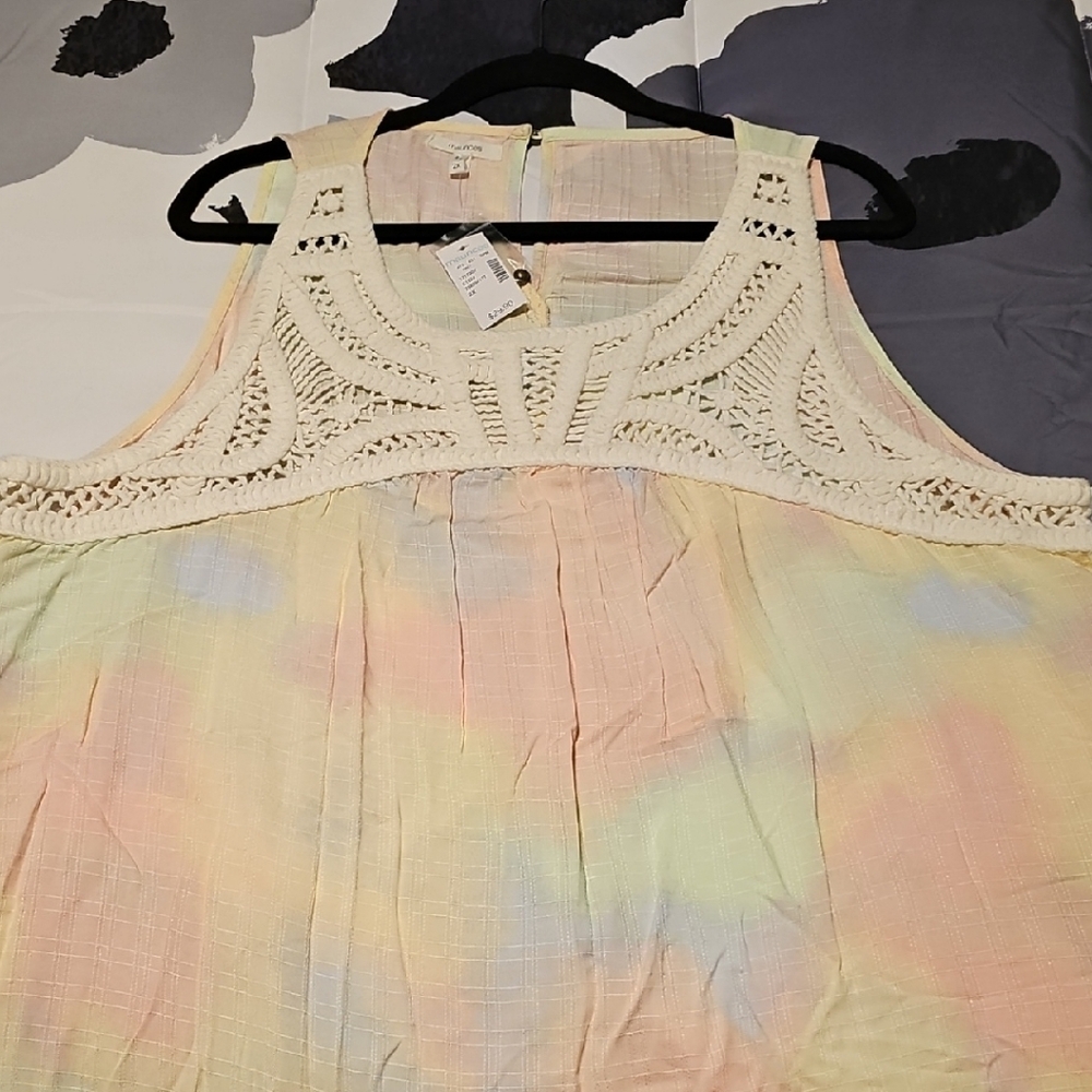 Pastel Sleeveless Top with Crochet Detail